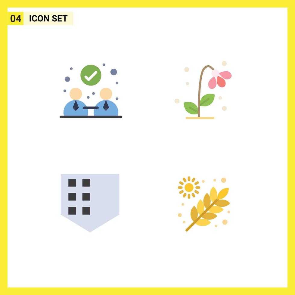 4 kreativ ikoner modern tecken och symboler av avtal säkerhet flora natur lantbruk redigerbar vektor design element