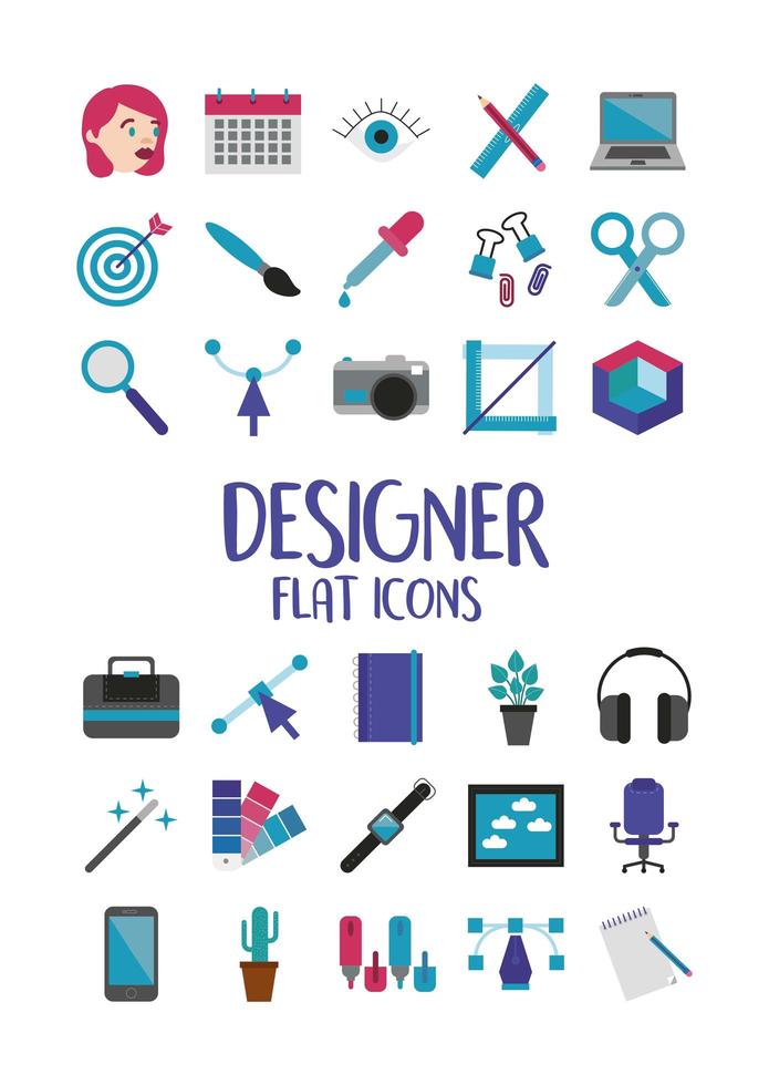 Designer Flat Icon Set vektor