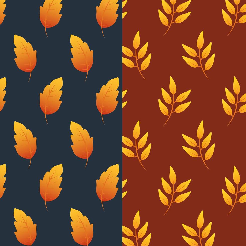 Herbstblätter und Laubmuster Hintergrund gesetzt vektor