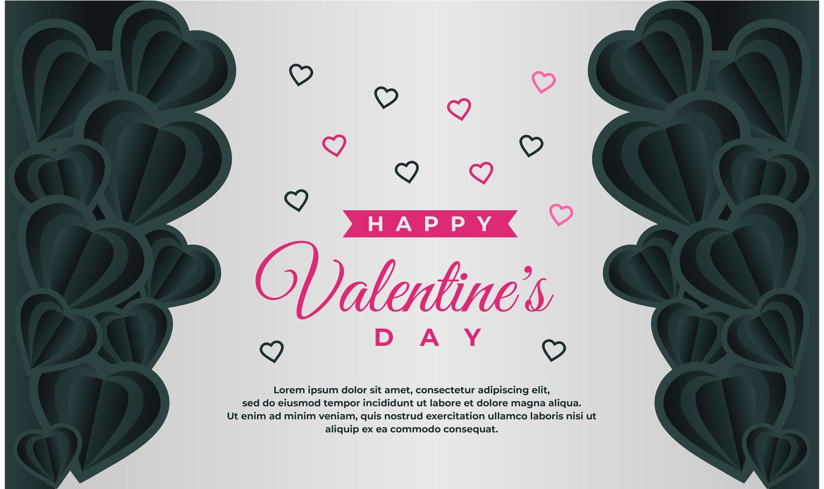 Happy Valentinstag Banner Vorlage mit dunklem und grauem Hintergrund vektor