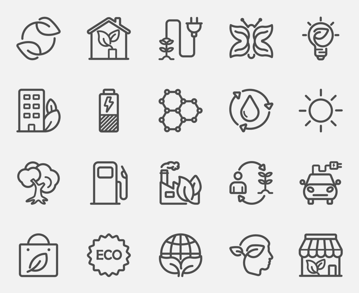 Ökologie Backline Icons gesetzt vektor