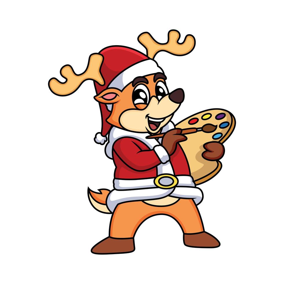 Weihnachtskarikaturhirsch. Vektor-ClipArt-Illustration mit einfachen Verläufen. alles in einer einzigen Schicht. vektor