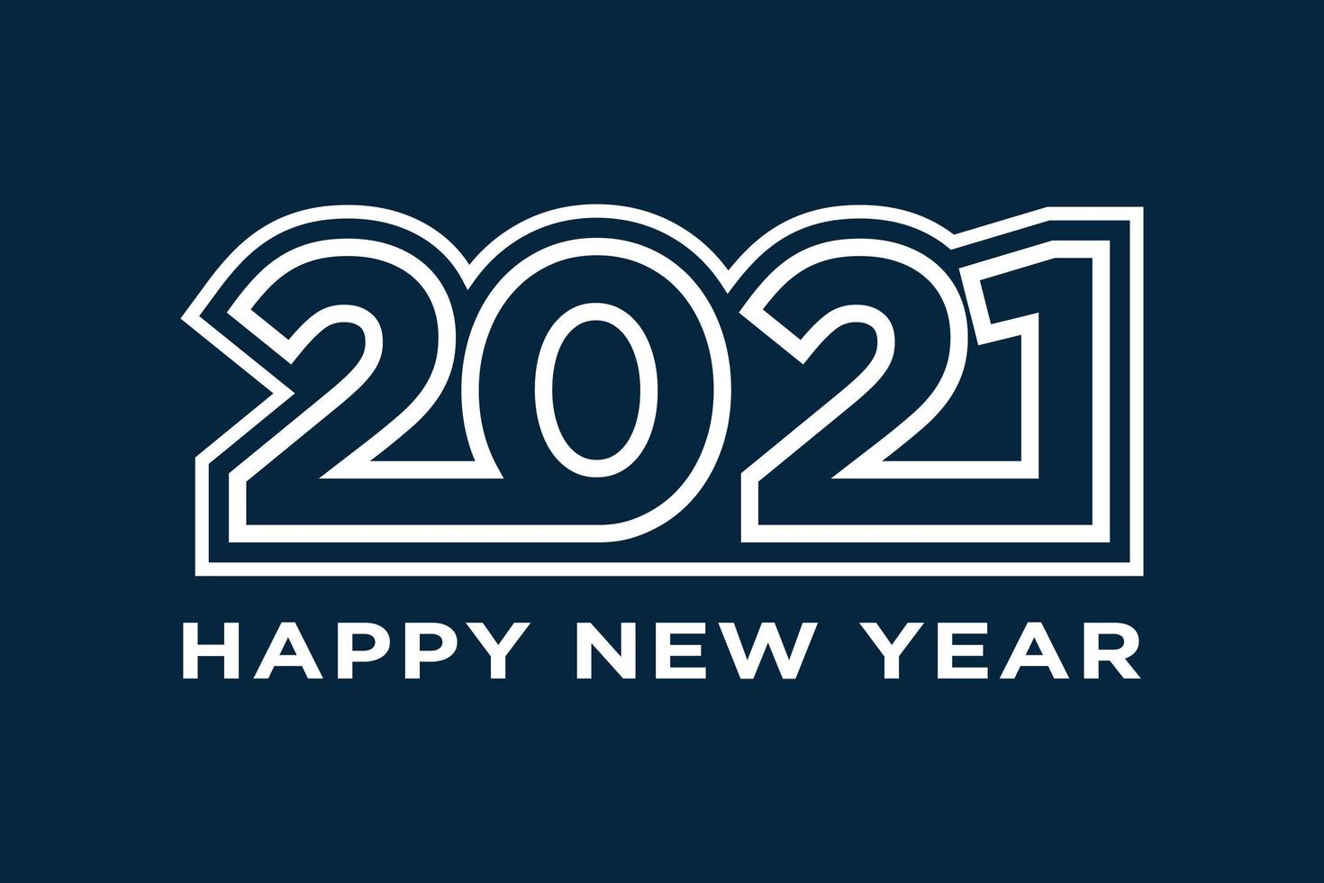 Frohes neues Jahr 2021 Textdesign. Feiertagsvektorillustration. isoliert auf Marinehintergrund. vektor