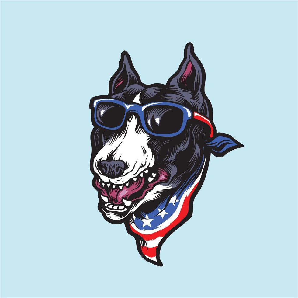 amerikanischer Pitbull-Terrier-Hund mit Sonnenbrille vektor