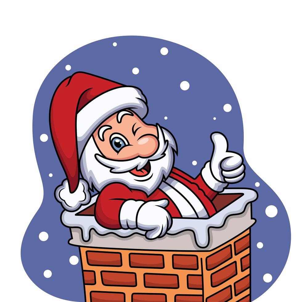 niedlicher Weihnachtsmann, der Weihnachten mit Daumen hoch Ausdruck feiert. Vektor-Cartoon-Illustration. vektor