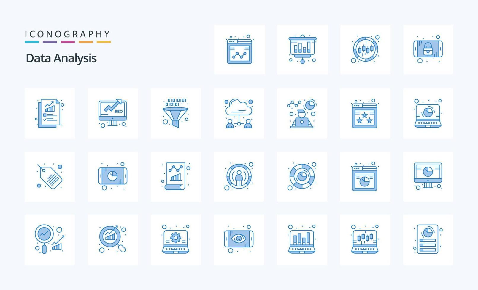 25 data analys blå ikon packa vektor