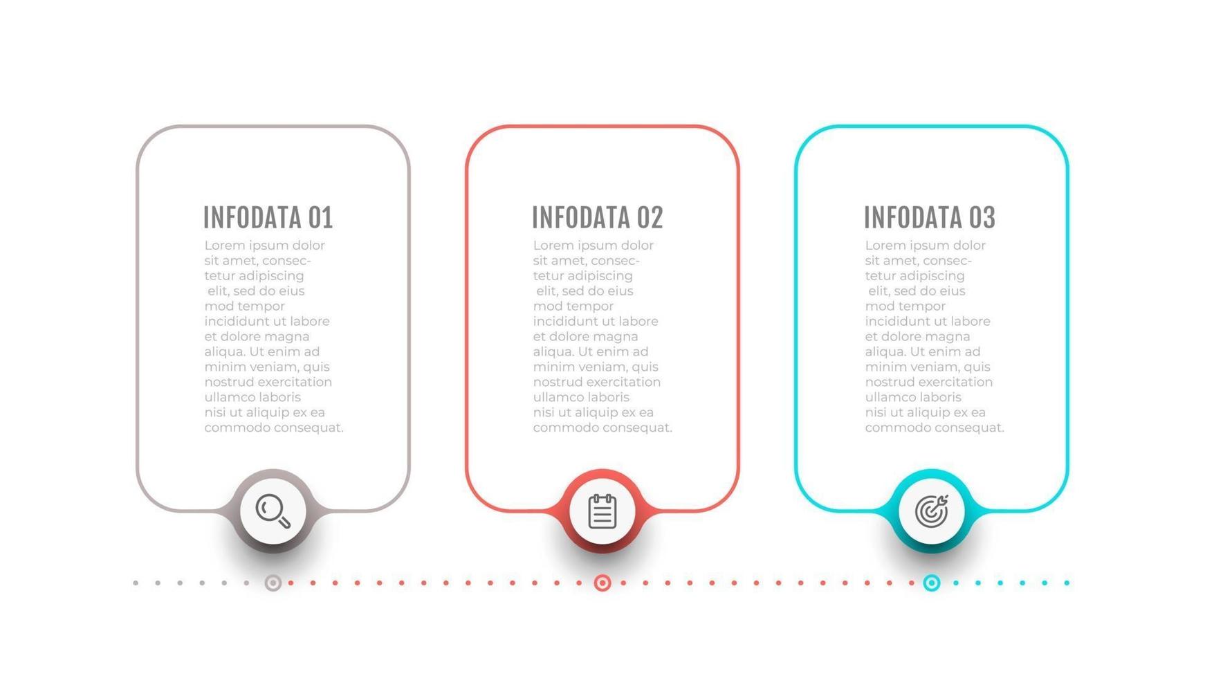 Designelemente für dünne Linienetiketten für Infografiken. Geschäftskonzept mit 3 Optionen oder Schritten. kann für Workflow-Layout, Flussdiagramm, Webdesign verwendet werden. vektor