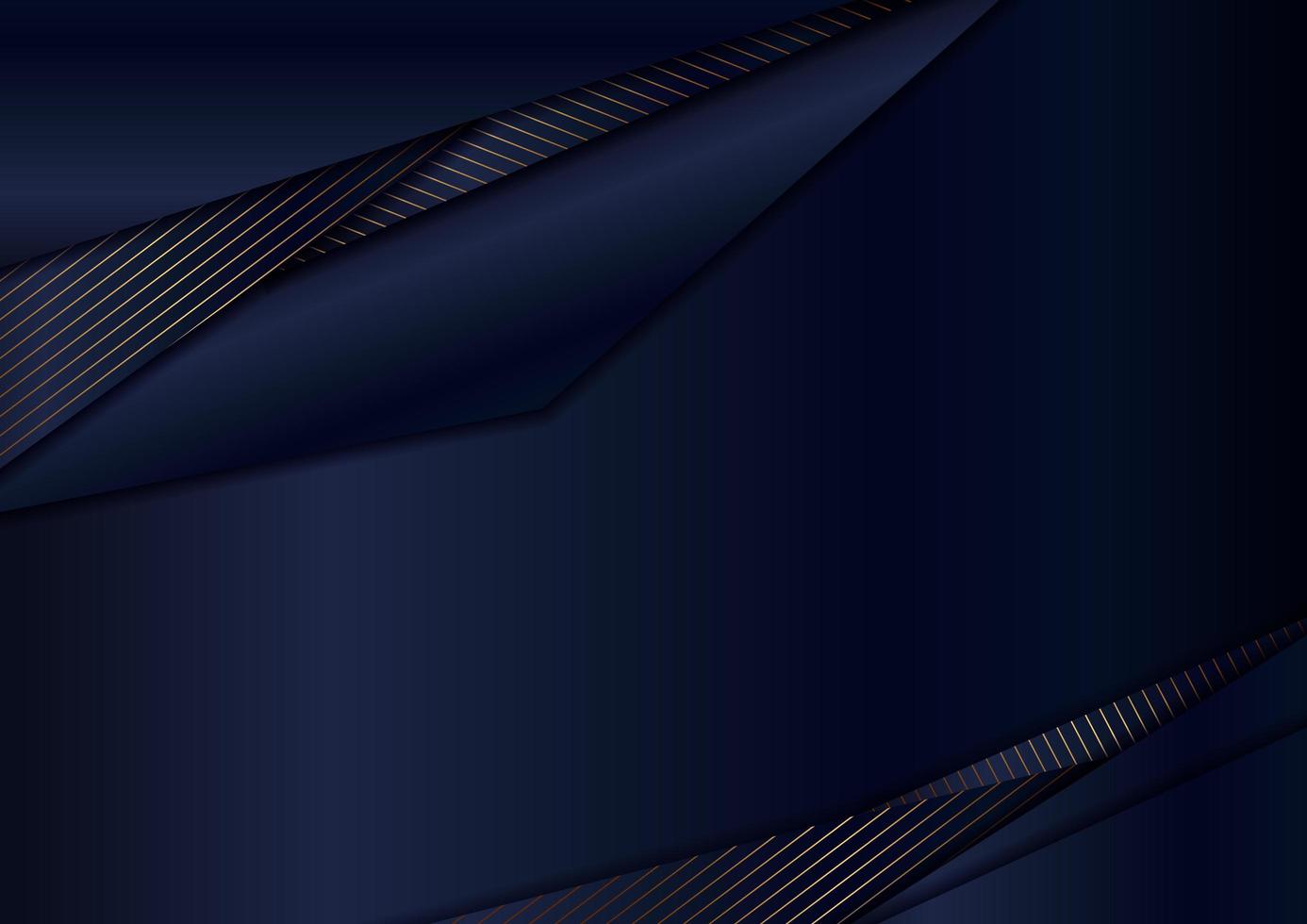 abstrakt mall blå trianglar överlappar bakgrund med guldlinjer konsistens. vektor