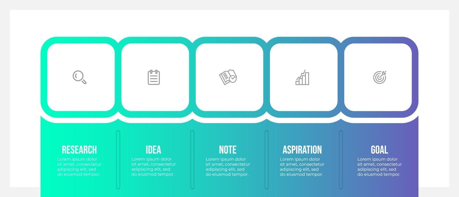 Business Infografik Design-Vorlage mit Symbolen und 5 Optionen oder Schritten. Vektor Business-Vorlage für die Präsentation.