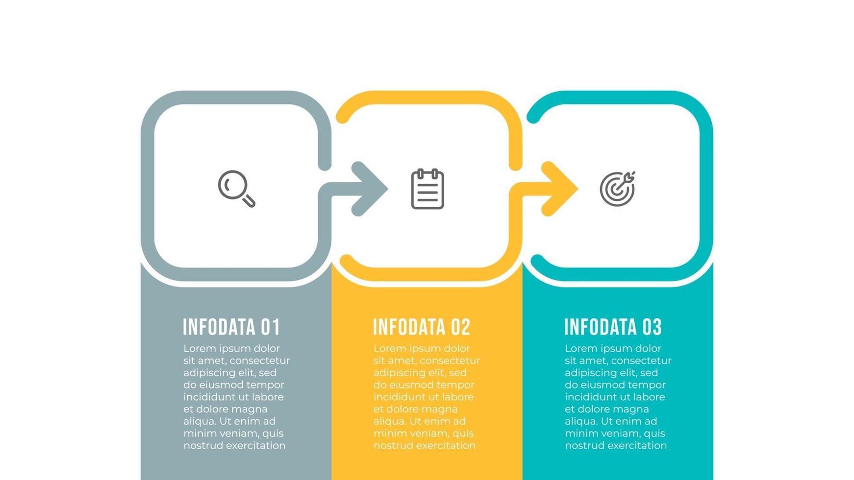 Business Infografik Template Design mit Symbolen und 3 Optionen oder Schritten. Vektorillustration. vektor