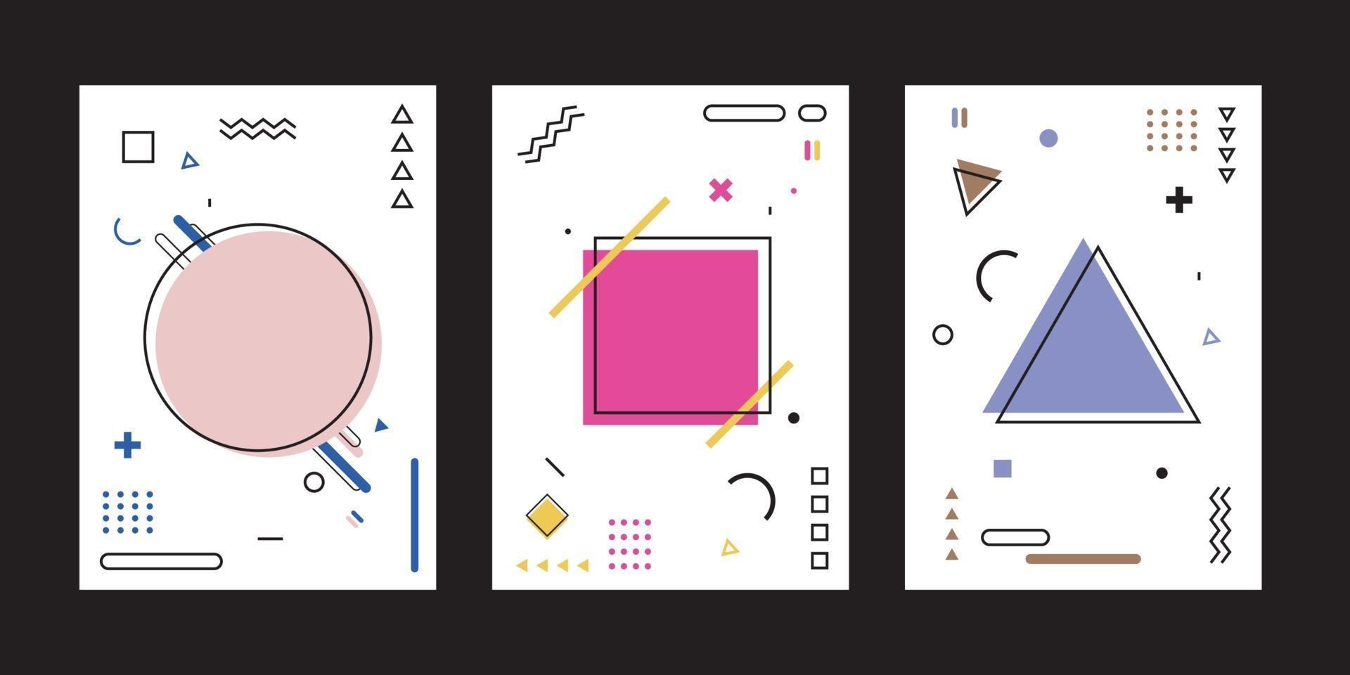 uppsättning omslag design broschyr mall abstrakt bakgrund geometrisk memphis stil vektor