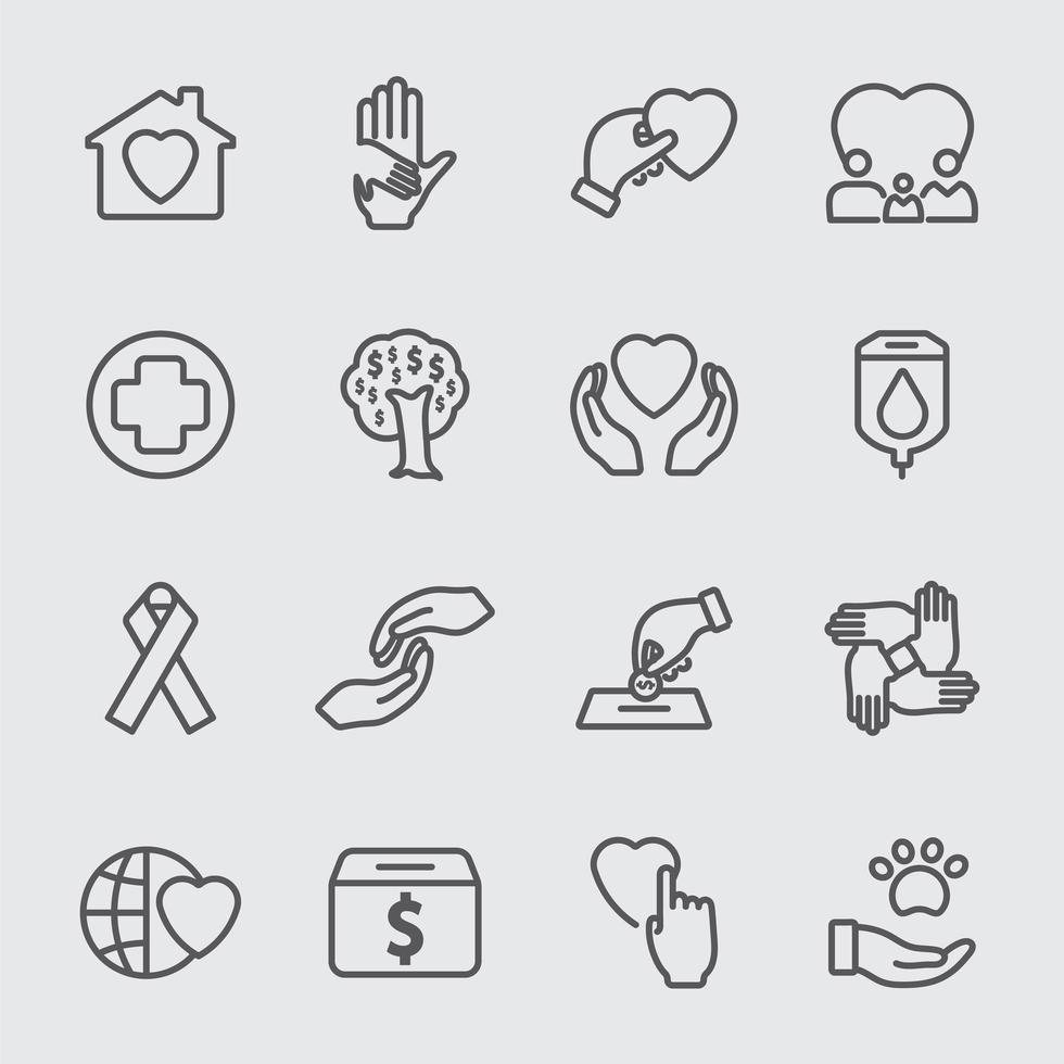 Charity Line Icons gesetzt vektor