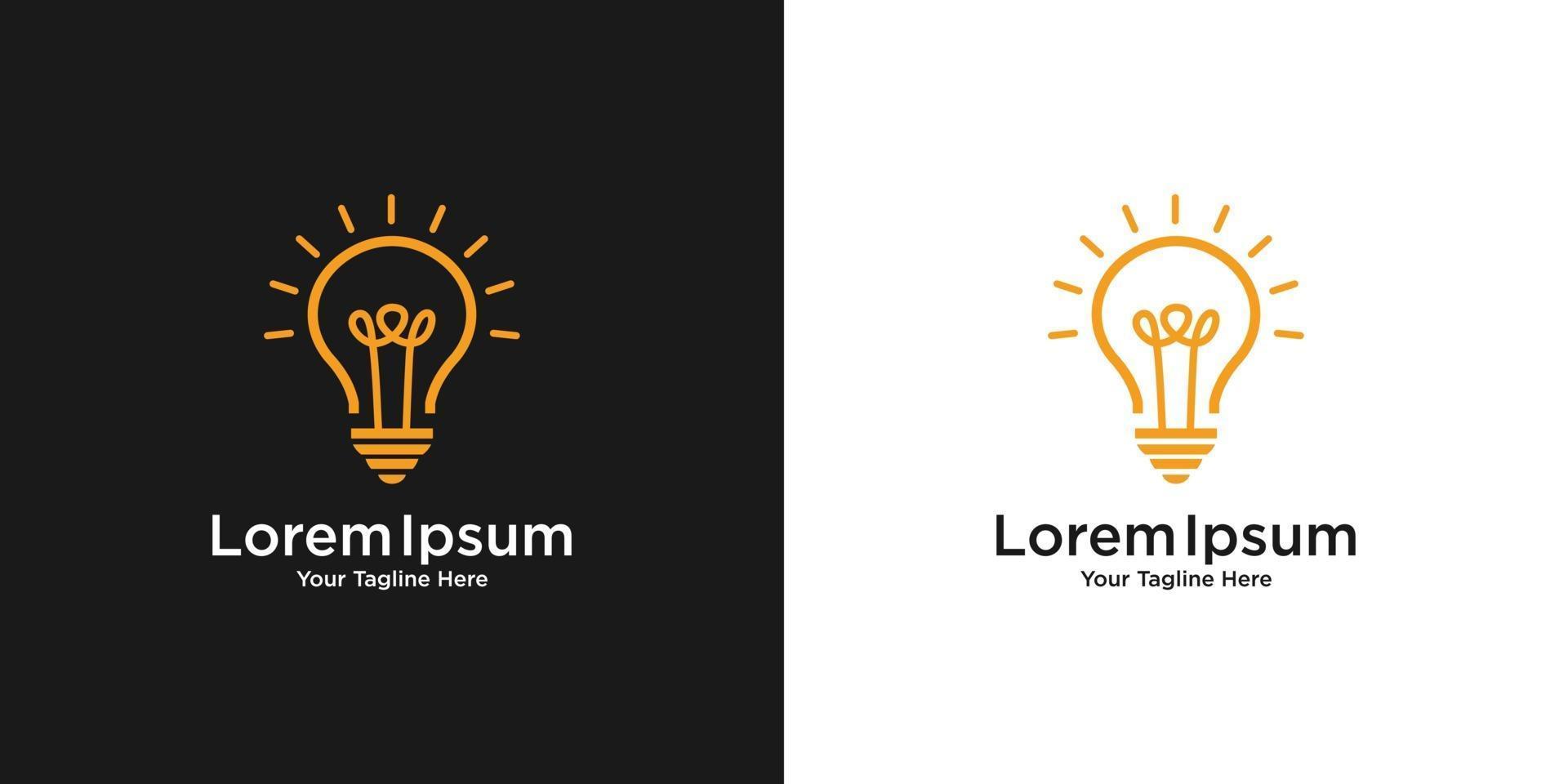 glödlampa kreativ logotypdesign och visitkort vektor