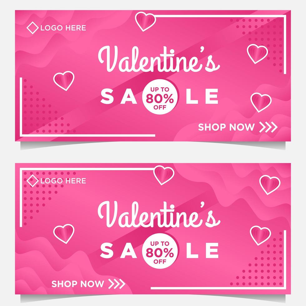 Happy Valentinstag Banner Vorlage mit rosa Hintergrund vektor