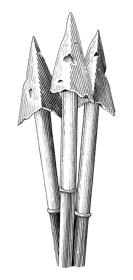 Vintage Pfeil Hand Zeichnung Gravur Illustration Schwarzweiss Kunst lokalisiert auf weißem Hintergrund vektor
