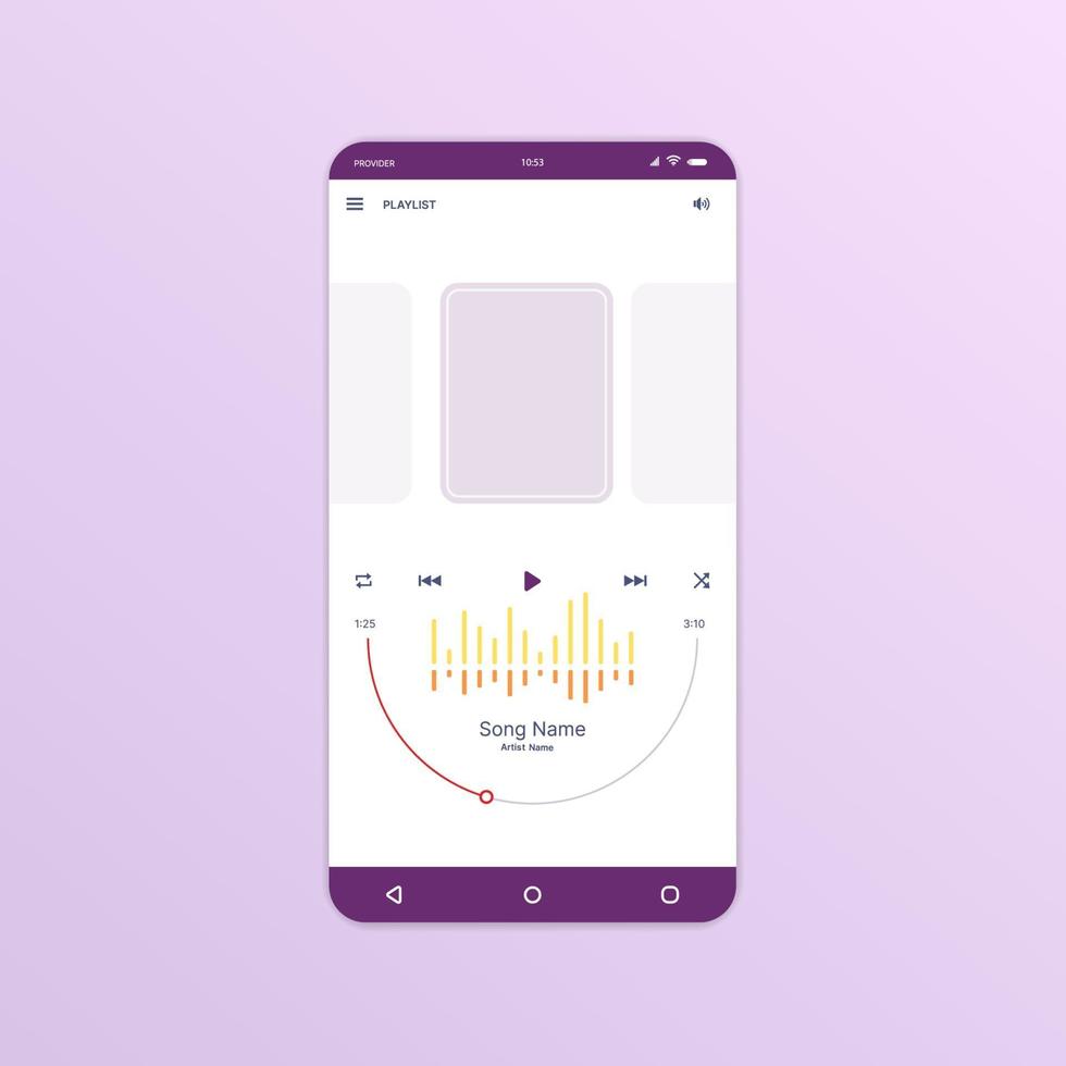 mobile Musikanwendungsschnittstelle. Design UI, UX, GUI-Bildschirme Musik-App flache Design-Vorlage für mobile Apps vektor