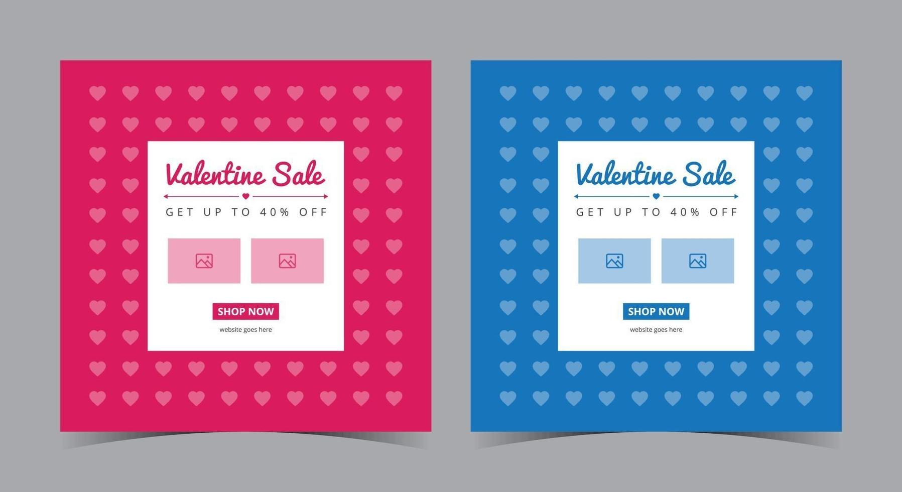 Valentine Sale Poster, Valentine Social Media Post und Flyer vektor