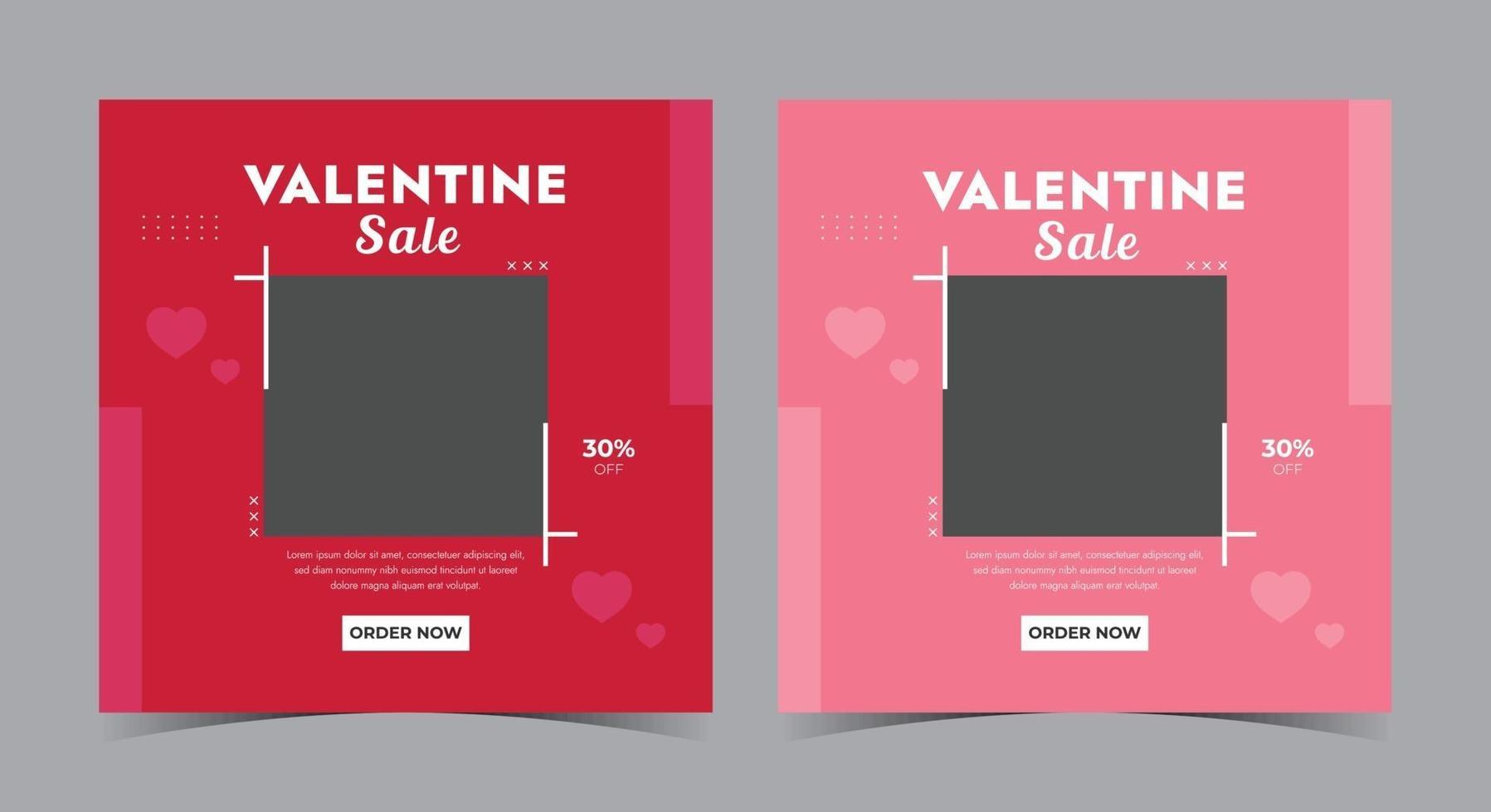 valentine försäljning affisch, valentine sociala medier post och flygblad vektor
