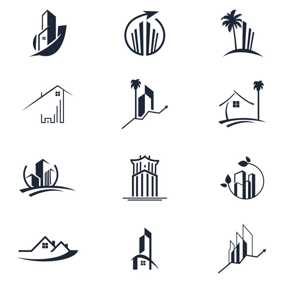 Immobilien, Bauprofi Icon Set 12 Bundle Design vektor