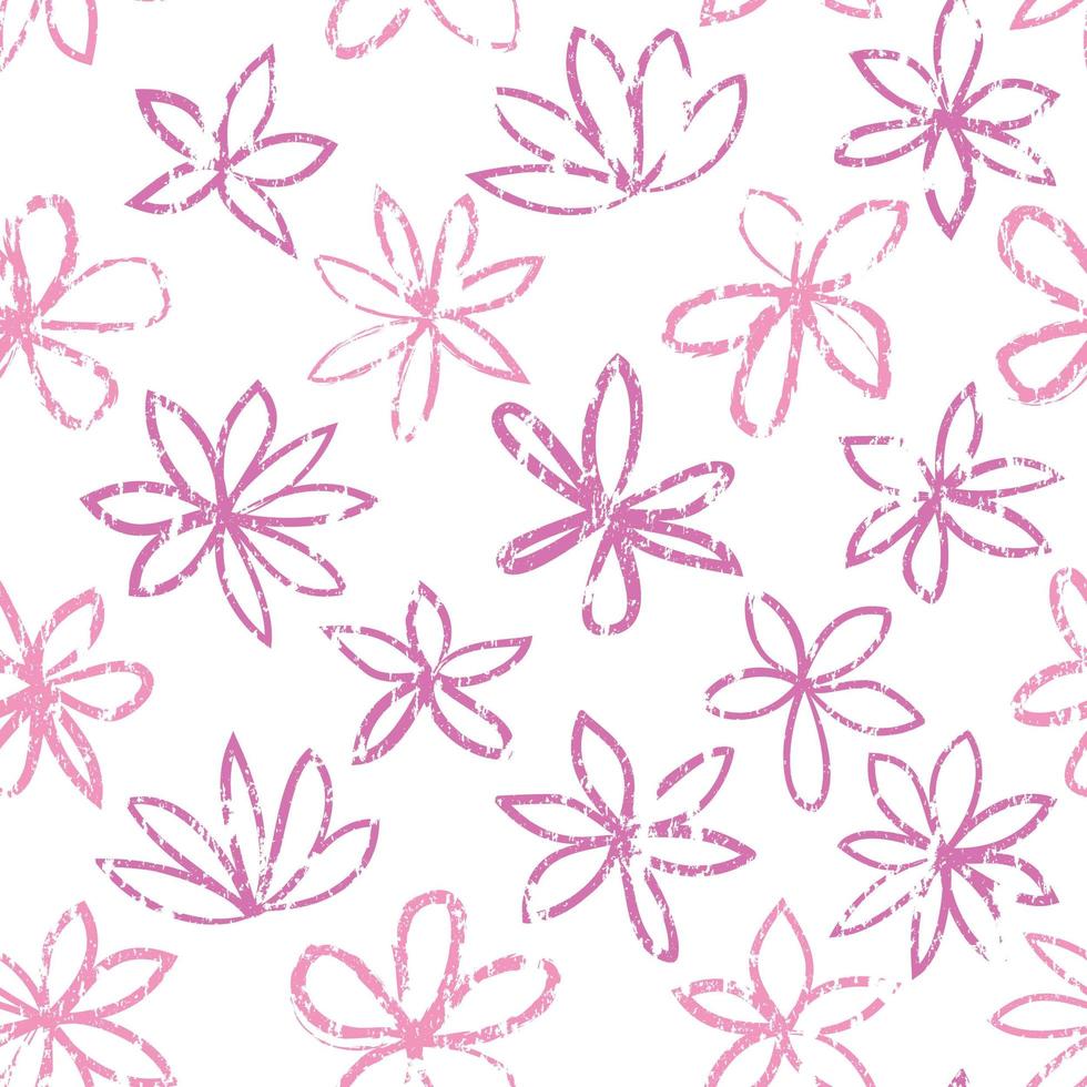 sömlös blommönster. snygga ritade blommor över vit bakgrund. abstrakt texturerat linje konst blomstra prydnad. vektor