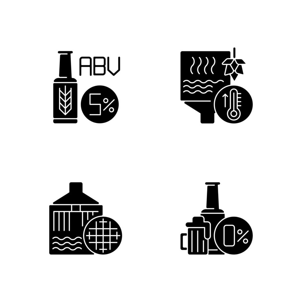 bryggeri svart glyph ikoner som på vitt utrymme vektor