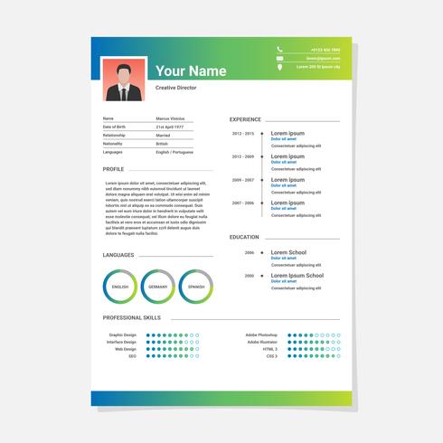 Fortsätt minimalistisk CV-mall vektor