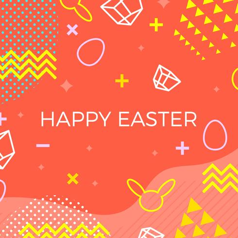 Frohe Ostern Memphis Style Vector Hintergrund