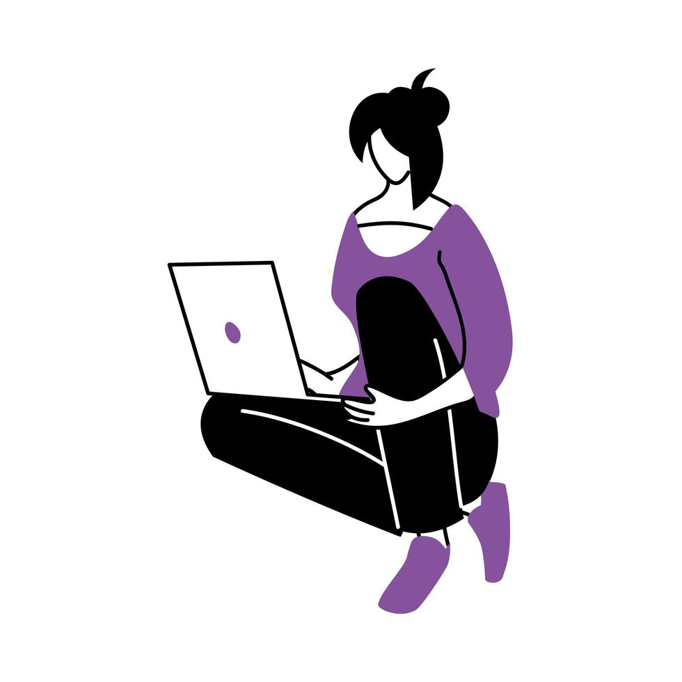 junge Frau mit einem Laptop vektor