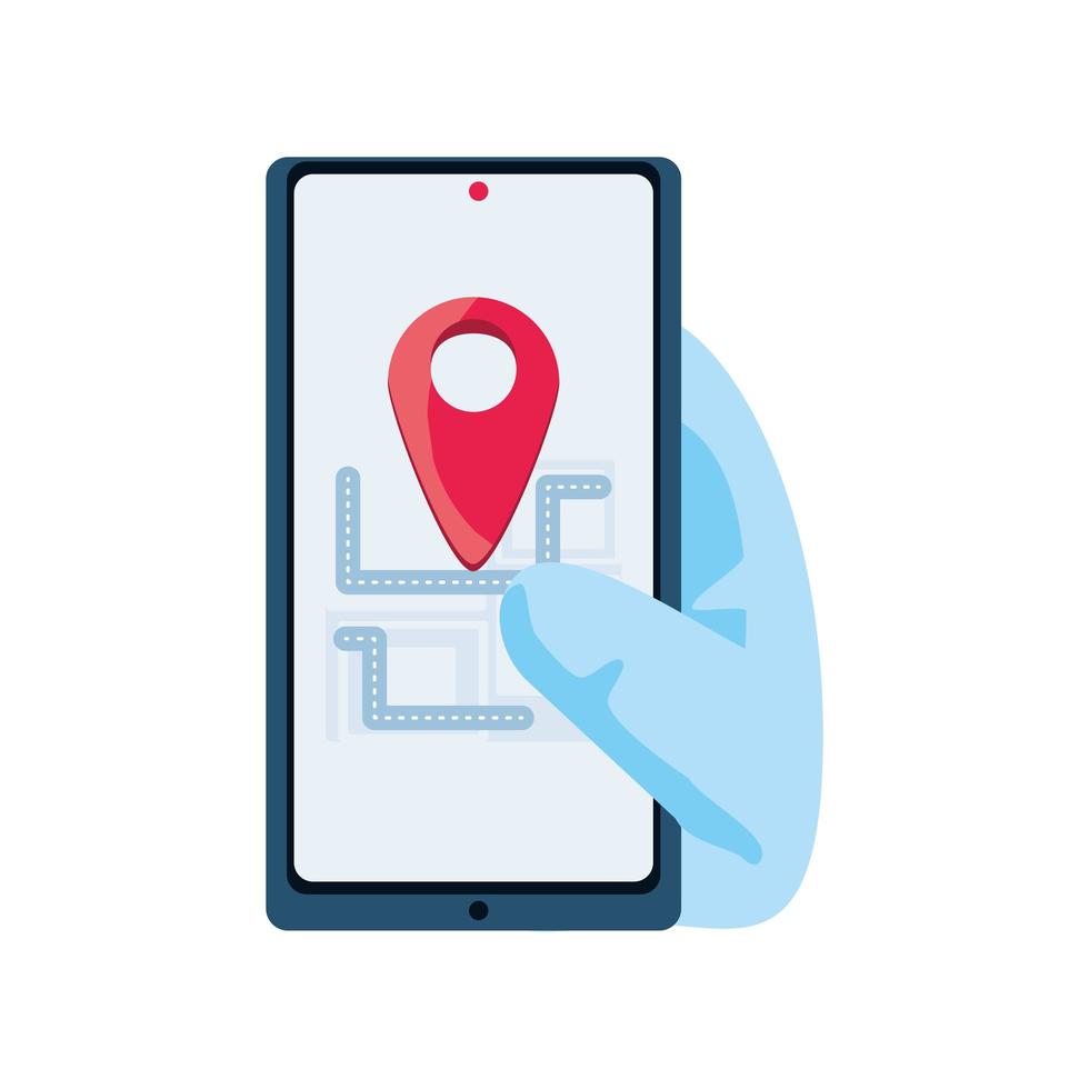 GPS-Karte auf Smartphone-Anzeige auf weißem Hintergrund vektor