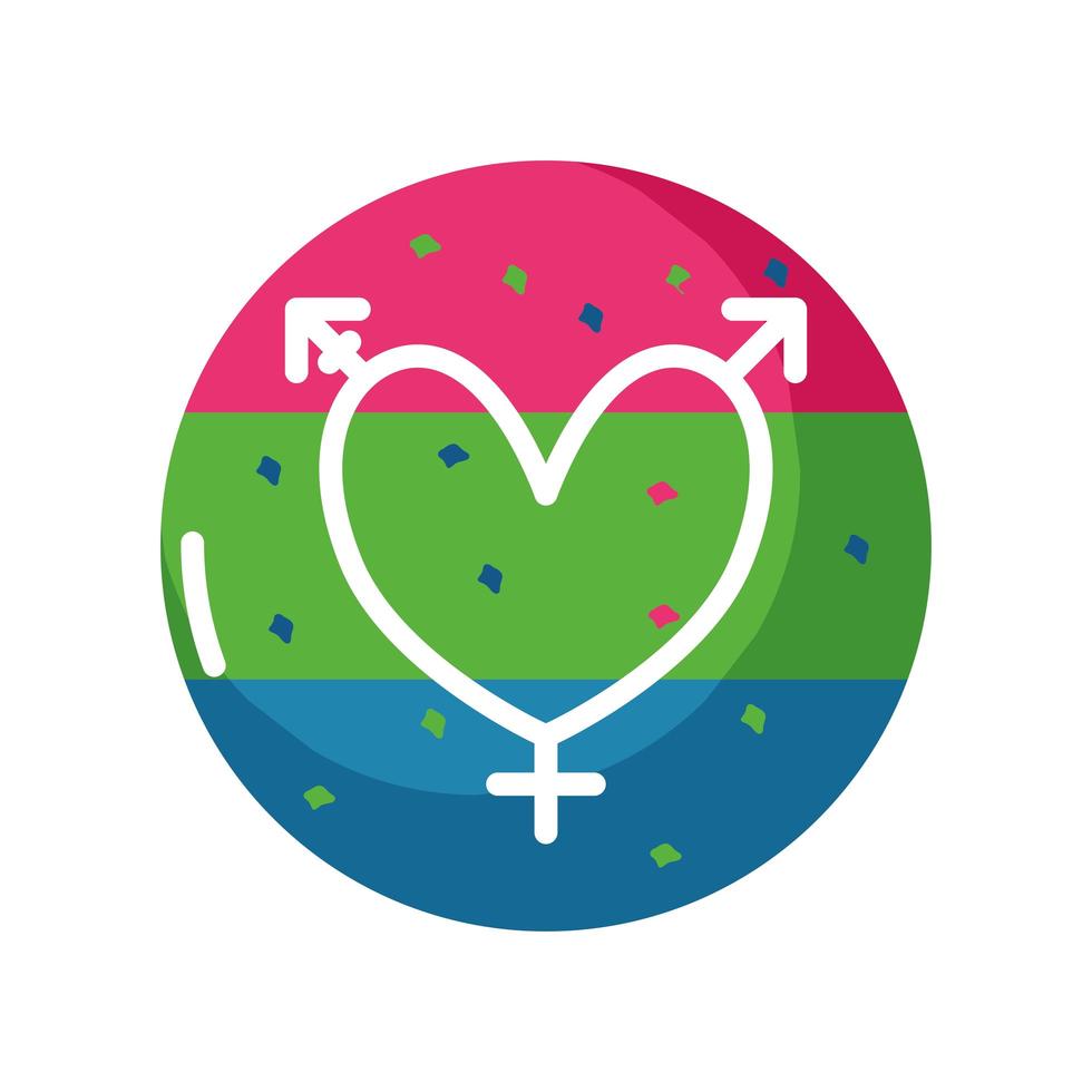 hjärta med regnbågsflaggfärger för sexuell identitet på vit bakgrund vektor