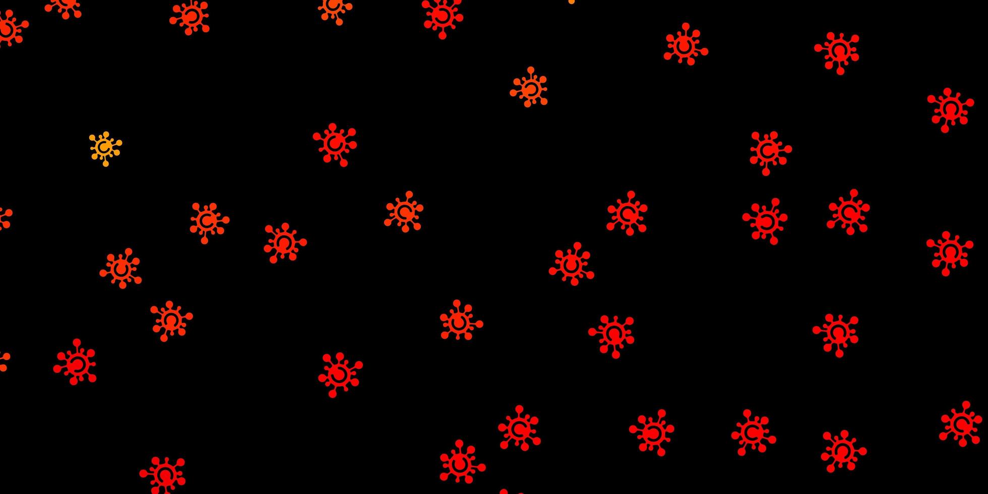 dunkeloranger Vektorhintergrund mit covid-19 Symbolen. vektor