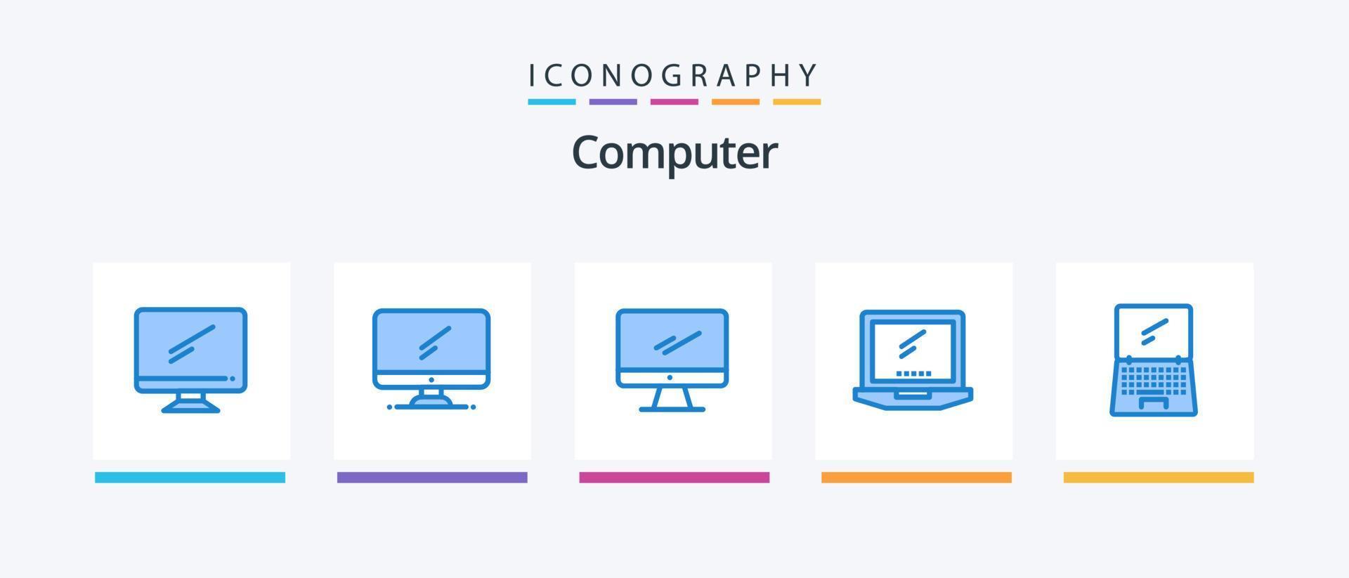 dator blå 5 ikon packa Inklusive . imac. mobil. enhet. kreativ ikoner design vektor