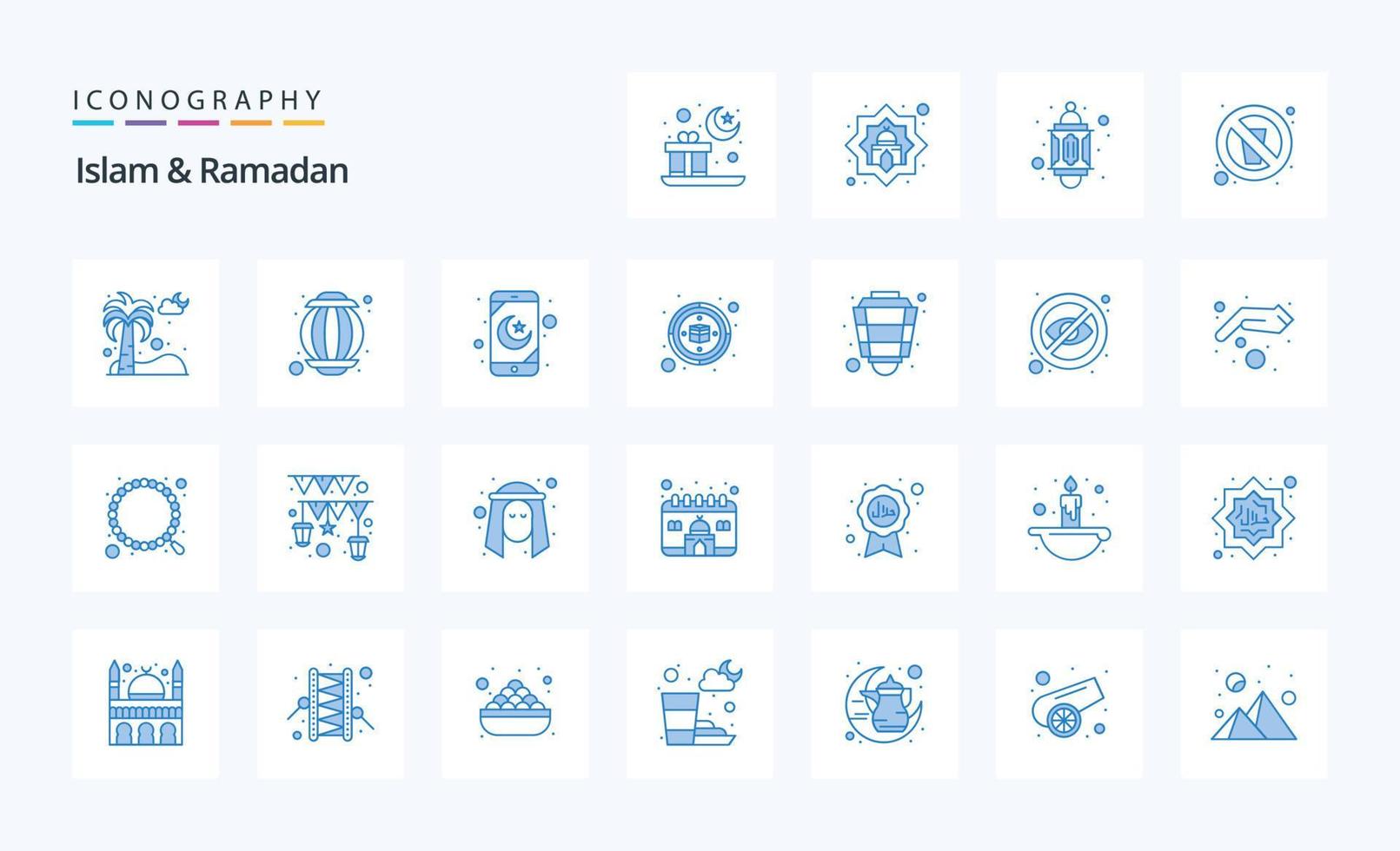 25 islam und ramadan blue icon pack vektor