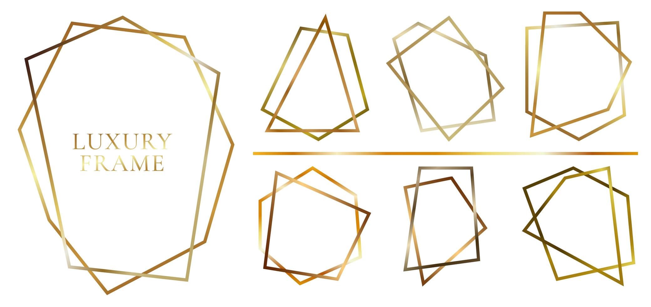 Satz von modernen glänzenden goldenen polygonalen Formen vektor