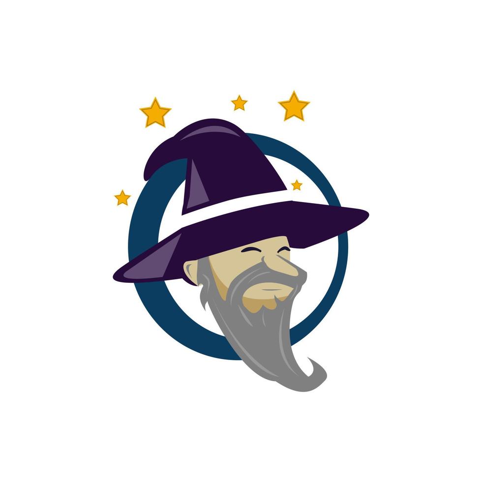 Wizard Head Face Maskottchen Logo Vektor Illustration, Wizard Mage Esports Maskottchen Logo für Team