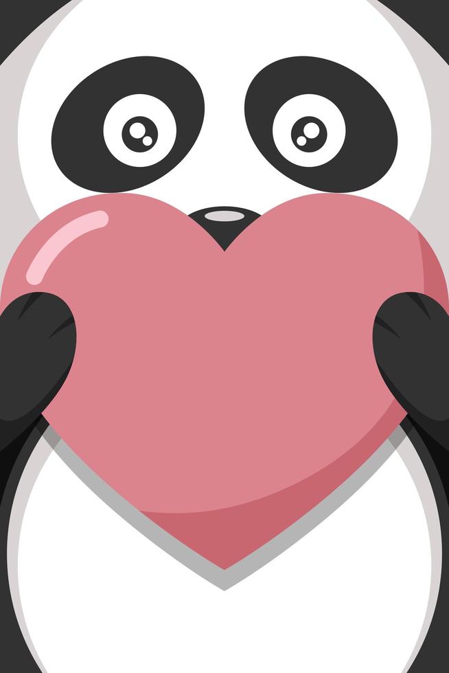 schöne Widmungskarte für Valentinstag des Pandas mit Herz vektor