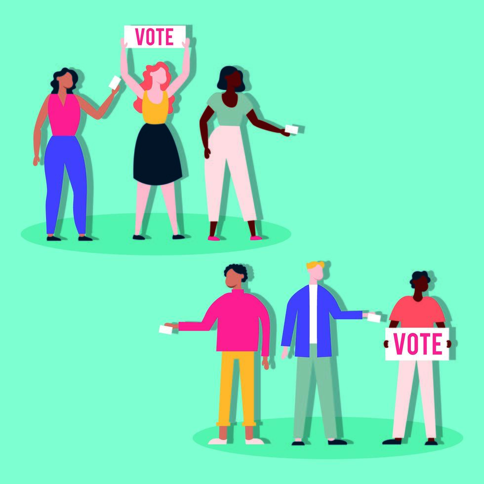 valdagens demokrati med mångfald och banderoller vektor