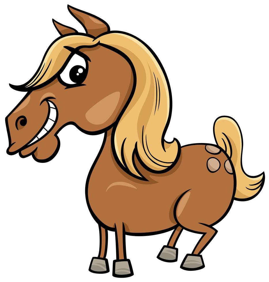 Cartoon Pferd oder Pony Nutztier Charakter vektor