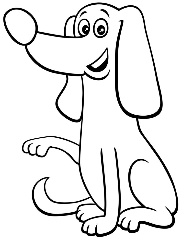 Cartoon Hund geben Pfote Malbuch Seite vektor