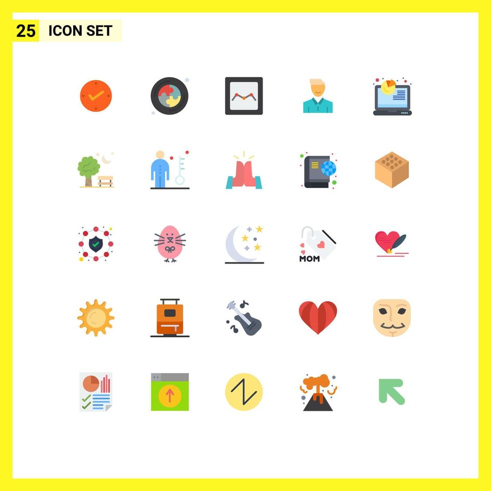 Stock Vector Icon Pack mit 25 Linienzeichen und Symbolen für die Analyse Personendiagramm Mann Gesicht editierbare Vektordesign-Elemente