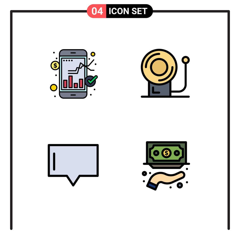 universell ikon symboler grupp av 4 modern fylld linje platt färger av utbyta prata uppkopplad handel Utrustning finansiering redigerbar vektor design element