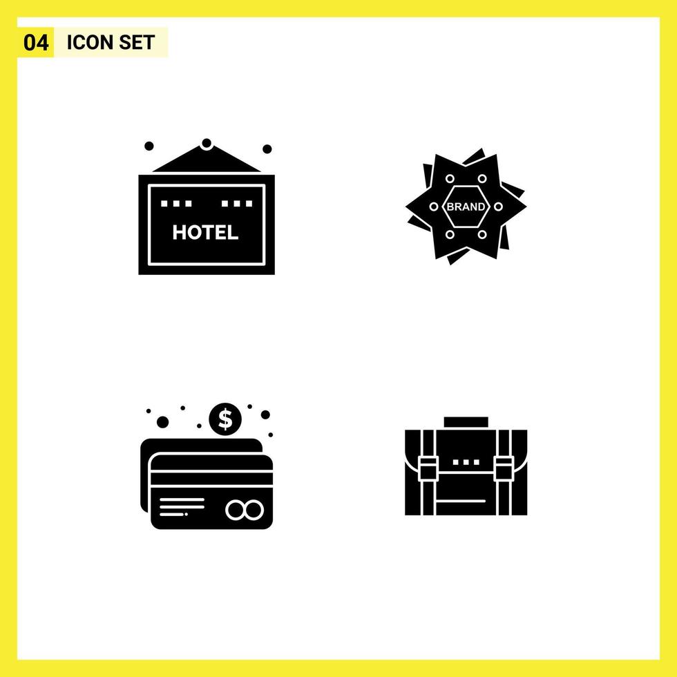 4 kreativ ikoner modern tecken och symboler av hotell bank stjärna logotyp betalning redigerbar vektor design element