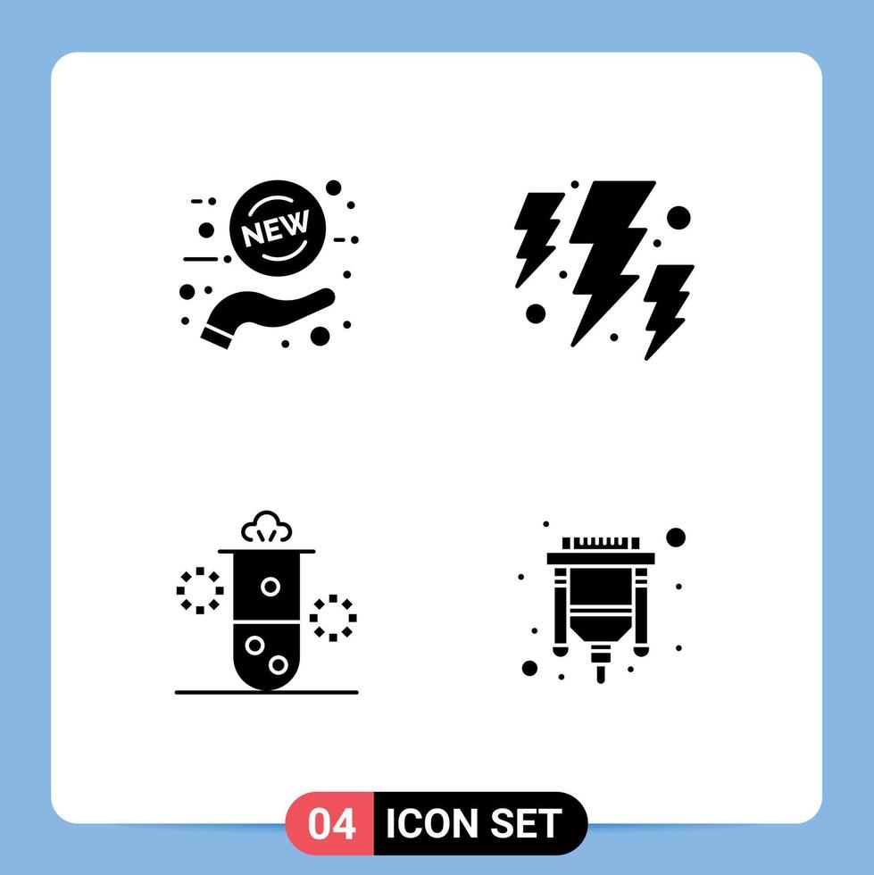 4 universelle solide Glyphenzeichen Symbole für neue editierbare Vektordesign-Elemente für Strahlungs-Tag-Power-Science vektor