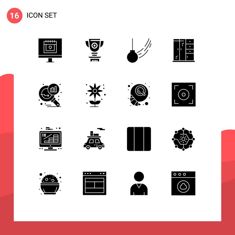 16 kreative Symbole moderne Zeichen und Symbole der Datenanalyse lebender Belohnung Heimball editierbare Vektordesign-Elemente vektor