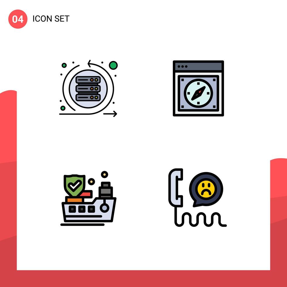 Bearbeitbares Vektorlinienpaket mit 4 einfachen Filledline-Flachfarben von agilen Web-Sprint-Kompass-Versicherungen bearbeitbare Vektordesign-Elemente vektor