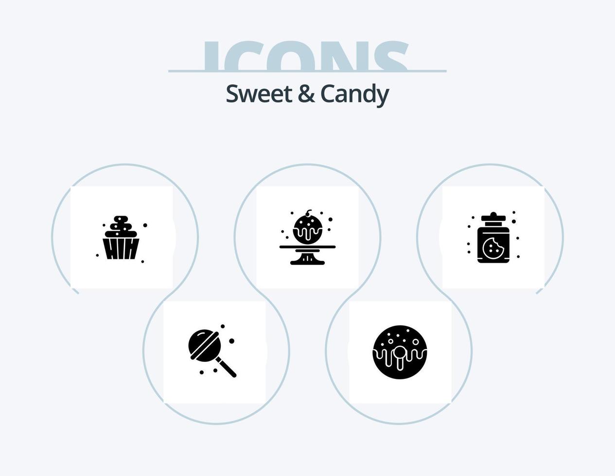 süßes und süßes Glyphen-Icon-Pack 5-Icon-Design. Essen. Kuchen. süss. Süssigkeit. Süßigkeiten vektor