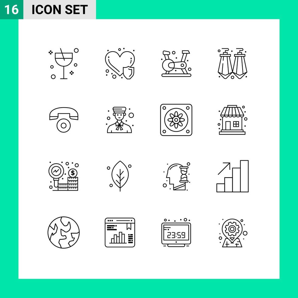 grupp av 16 modern konturer uppsättning för telefon telefon cykling juvel örhängen redigerbar vektor design element