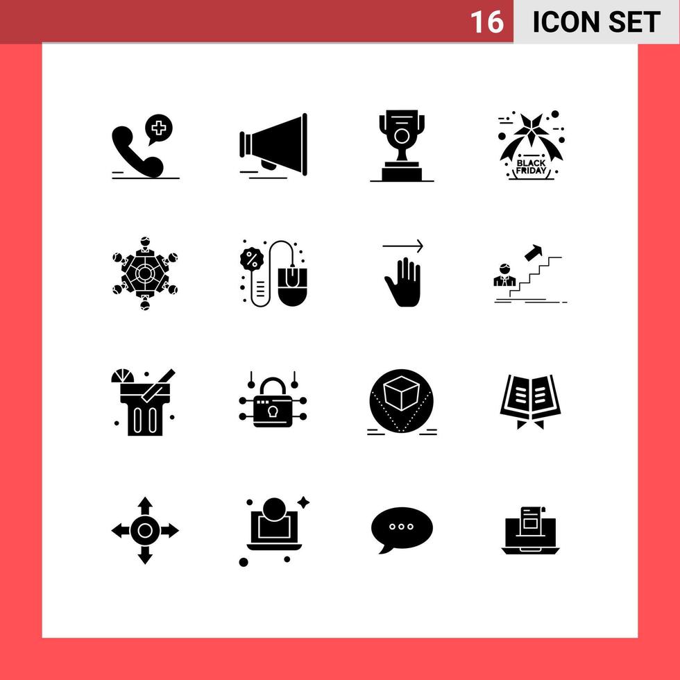 16 kreative Symbole, moderne Zeichen und Symbole von Spielen, Freunden, Arbeitern, Zusammenarbeit, Freitag, editierbare Vektordesign-Elemente vektor