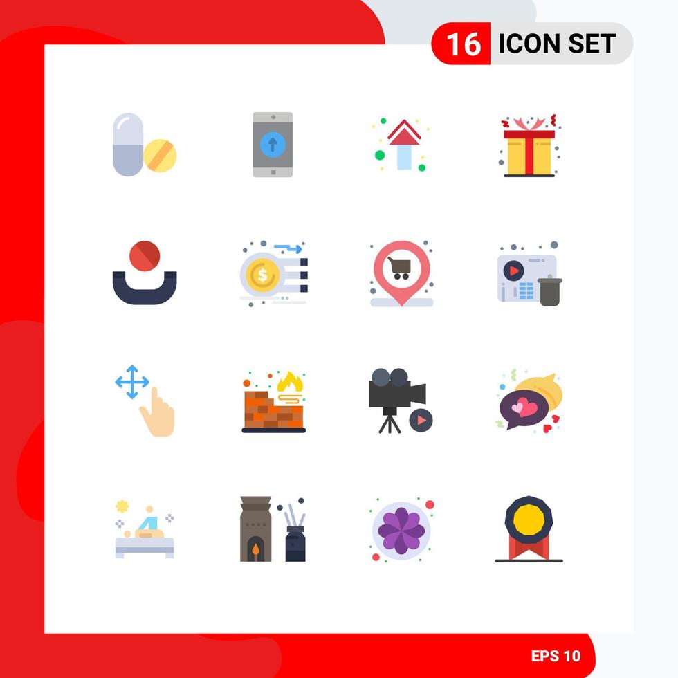 uppsättning av 16 modern ui ikoner symboler tecken för ring upp jul skickade låda riktning redigerbar packa av kreativ vektor design element