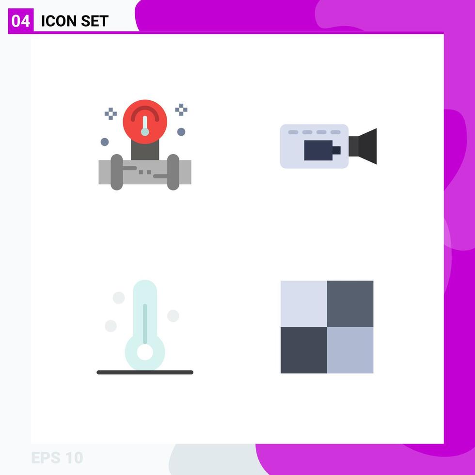 uppsättning av 4 kommersiell platt ikoner packa för manometer termometer vatten spela in rutnät redigerbar vektor design element